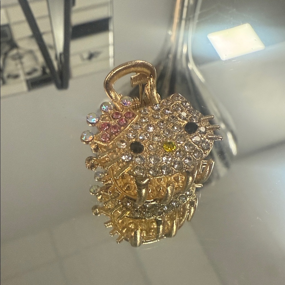 Gold and Crystal Hello Kitty Pendant